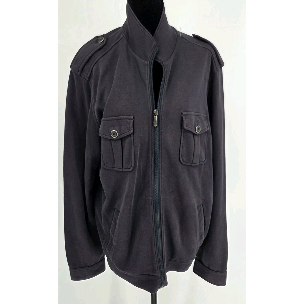 Tommy Bahama Mens Full Zip Pima Cotton Jacket M Navy Military Utility Jacket
